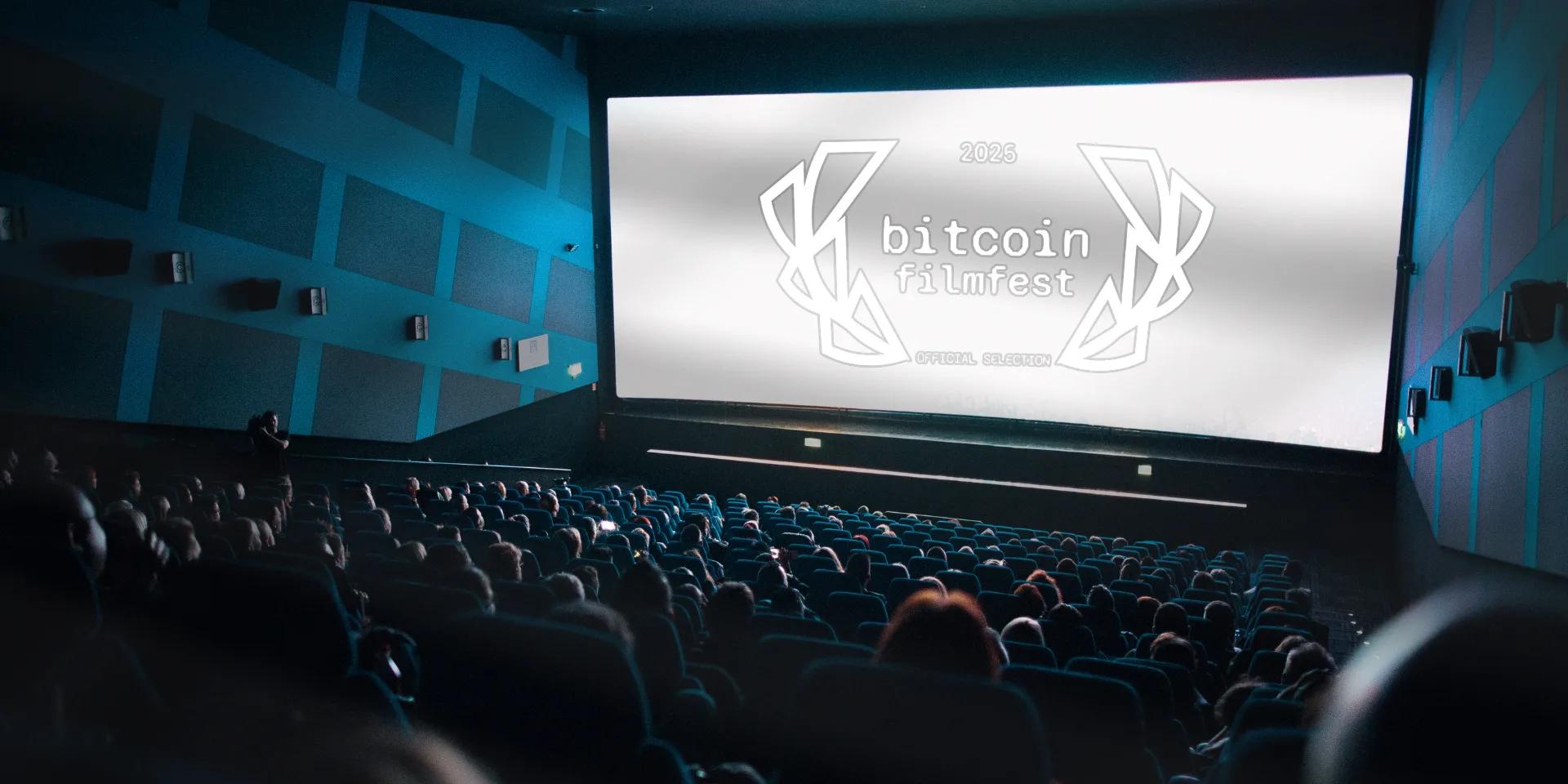 Cinema screen featuring Bitcoin FilmFest