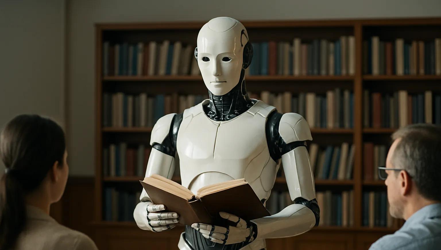 Robot teaching from a book