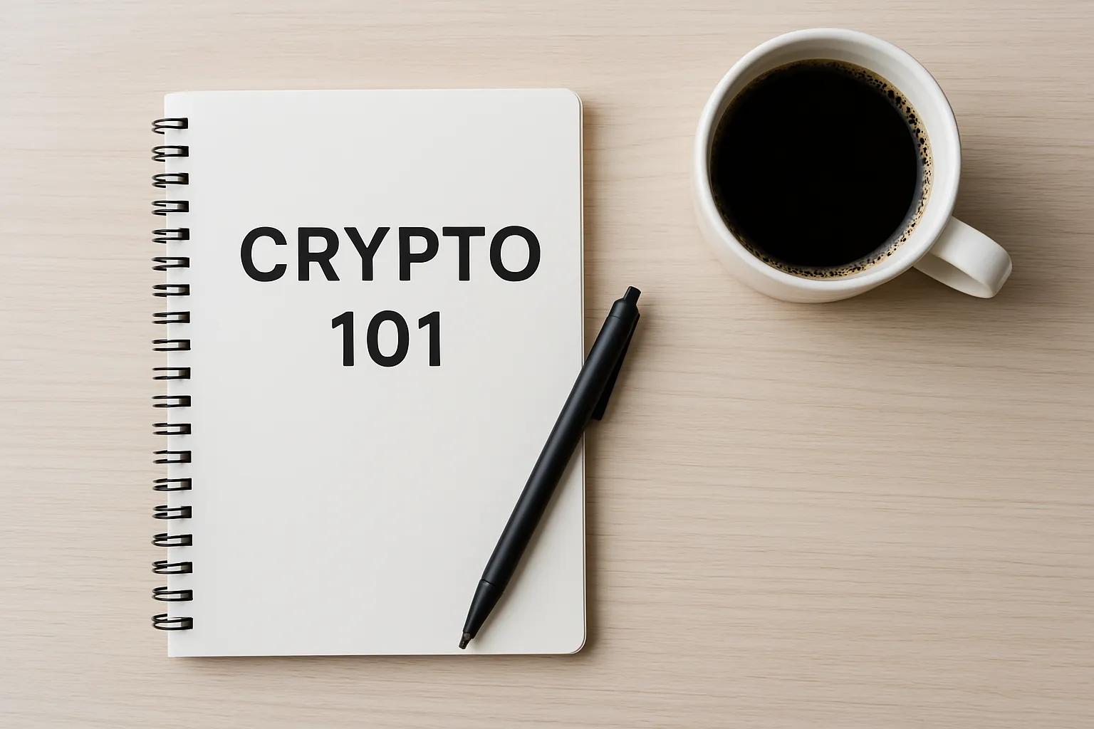 Notebook, pen, and coffee – the essentials for anyone beginning their crypto journey