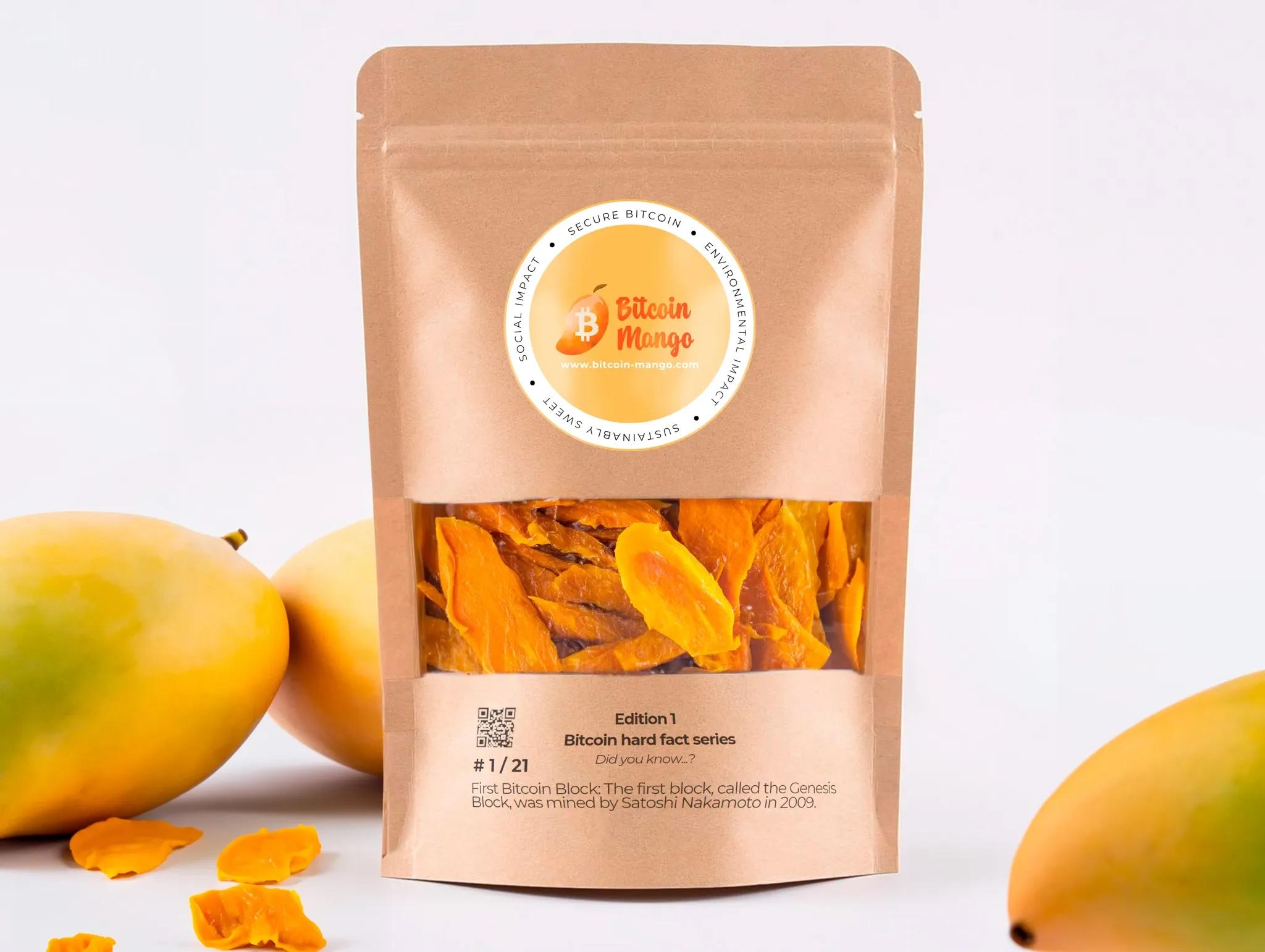 A packed of dried mangoes