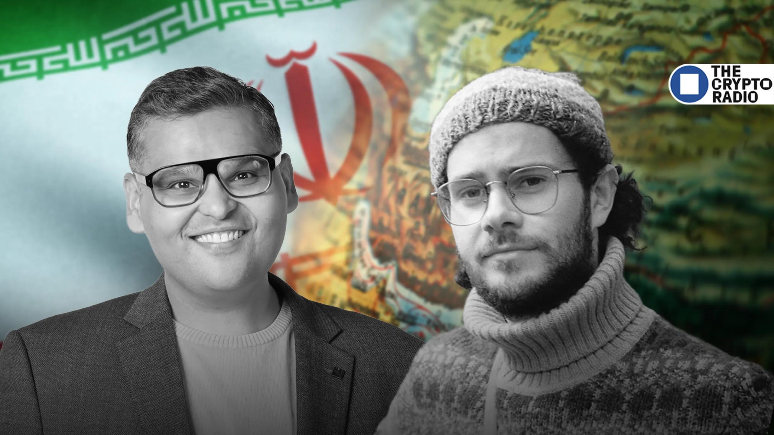 Iran flag with Alexander Linton, Session Technology Foundation President, and Nishant Shah Berkman, Klein Center at Harvard University.