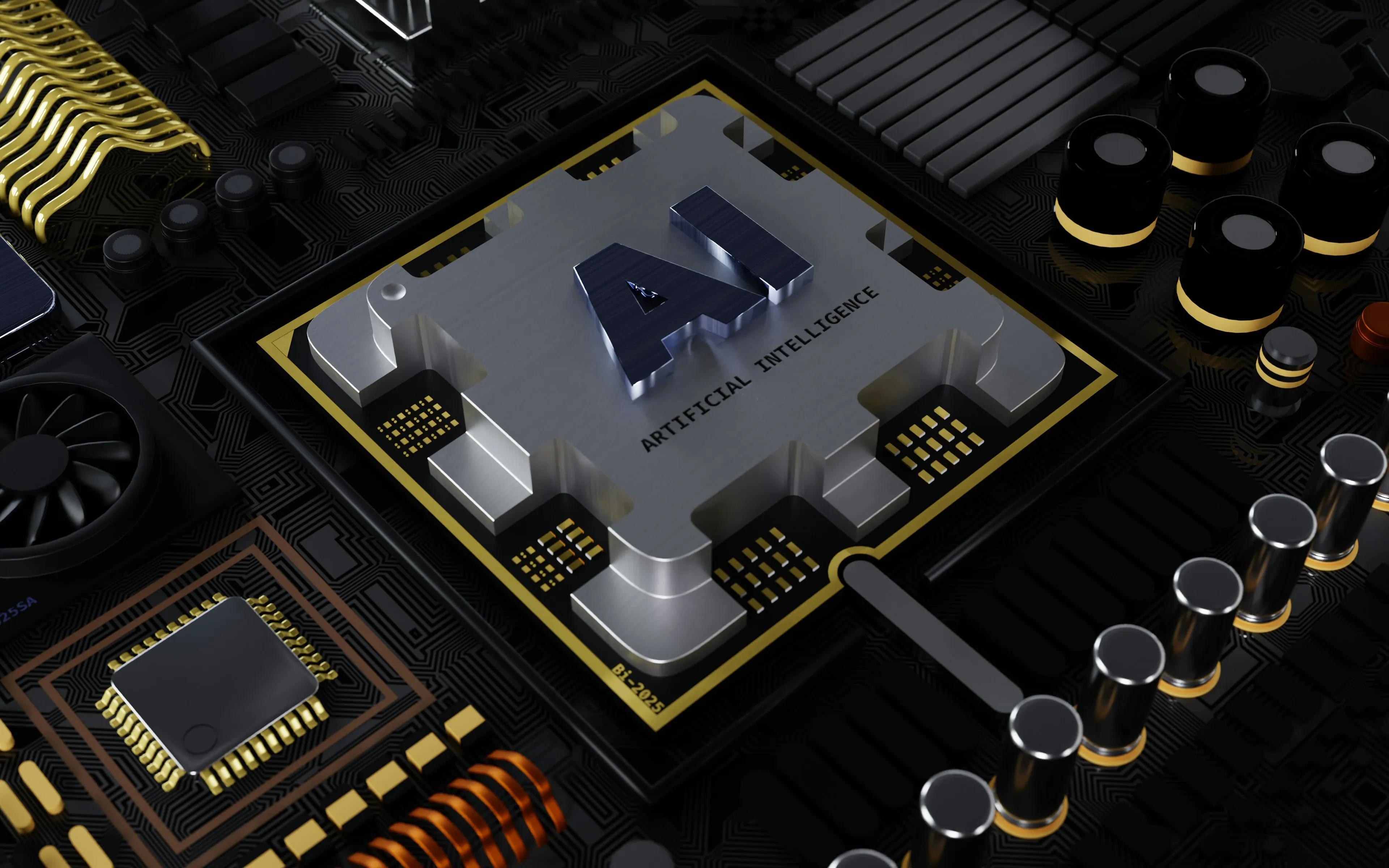 A motherboard with AI and Artificial intelligence written on it