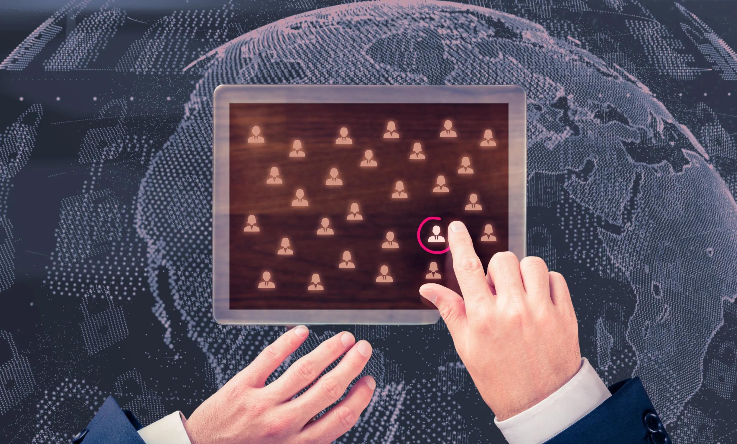 A person choosing profiles on an ipad