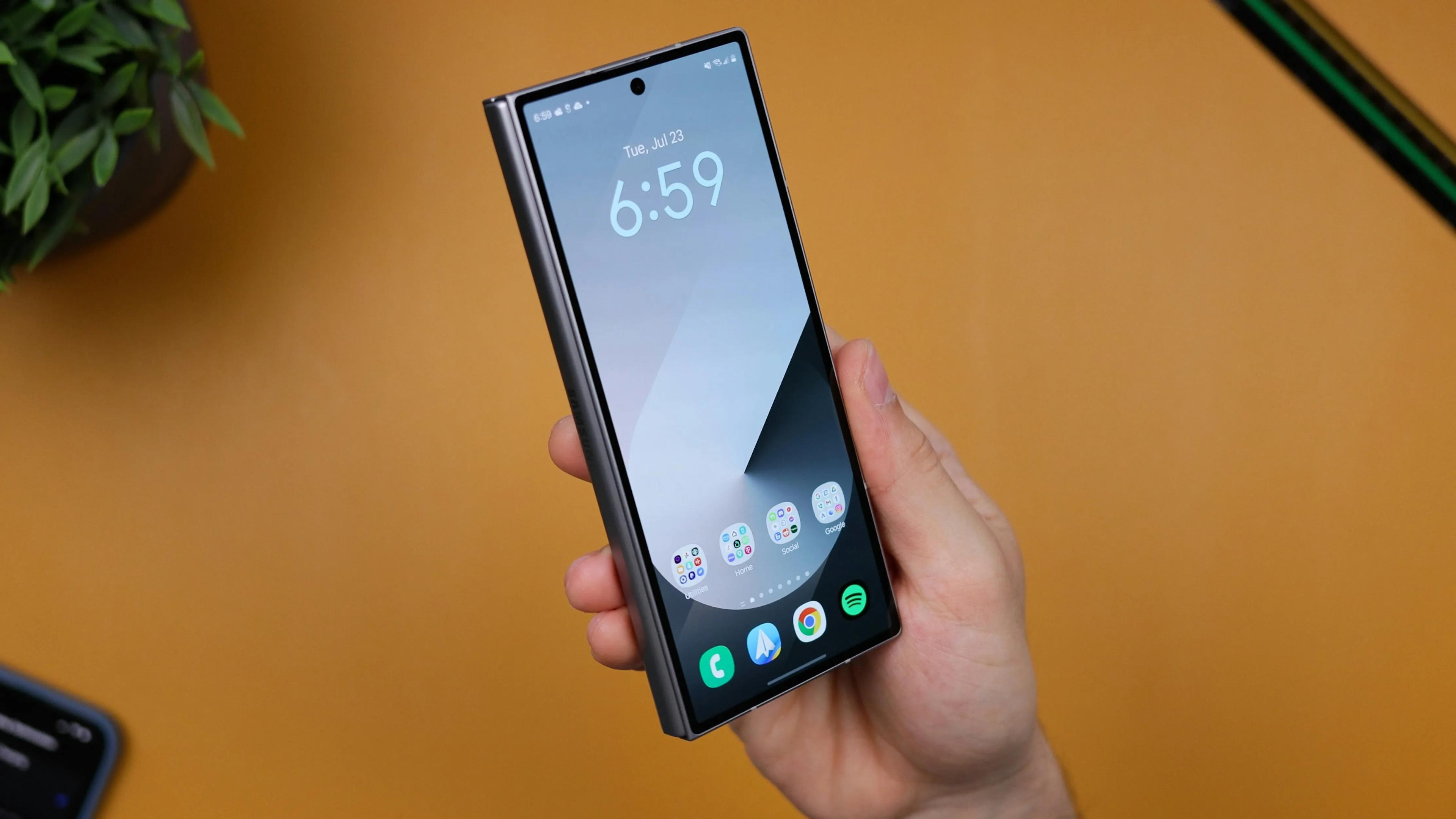 Person using Android phone