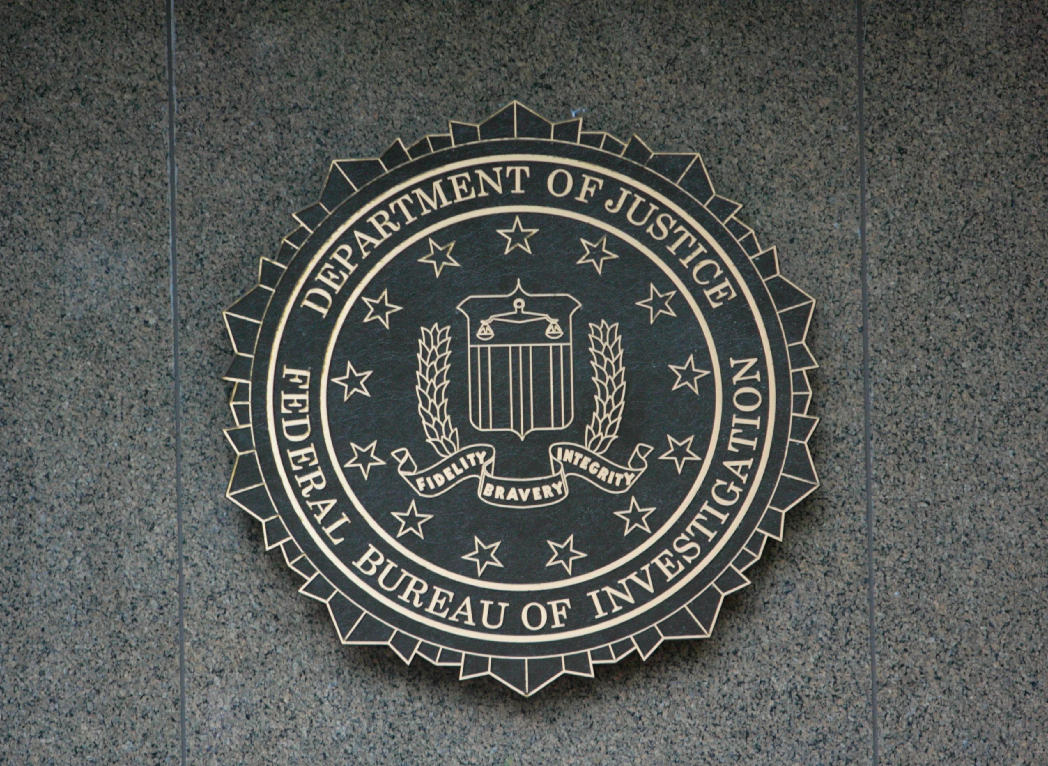 The FBI plaque on a wall