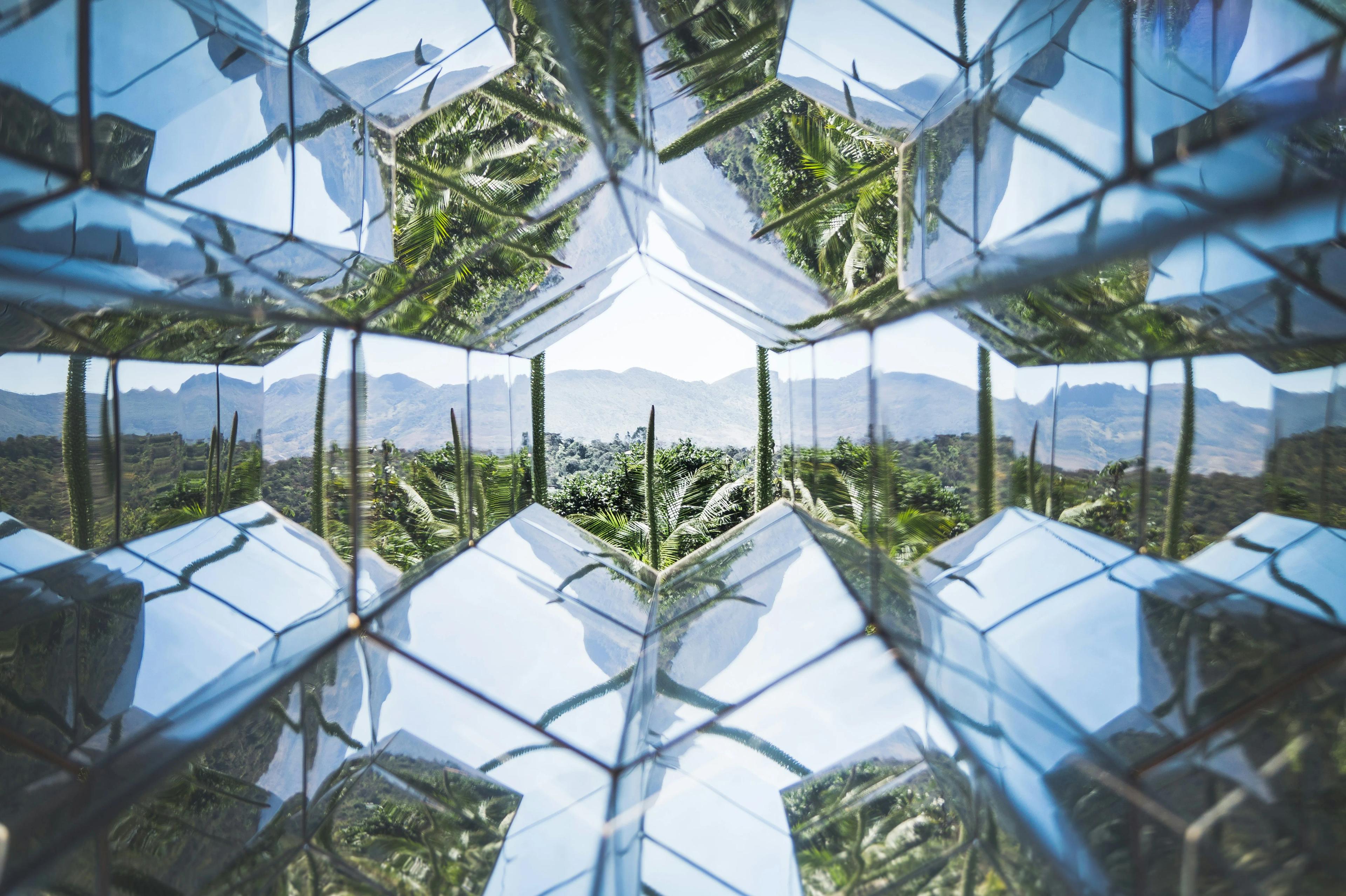 Green Brazilian scenery seen through a kaleidoscope