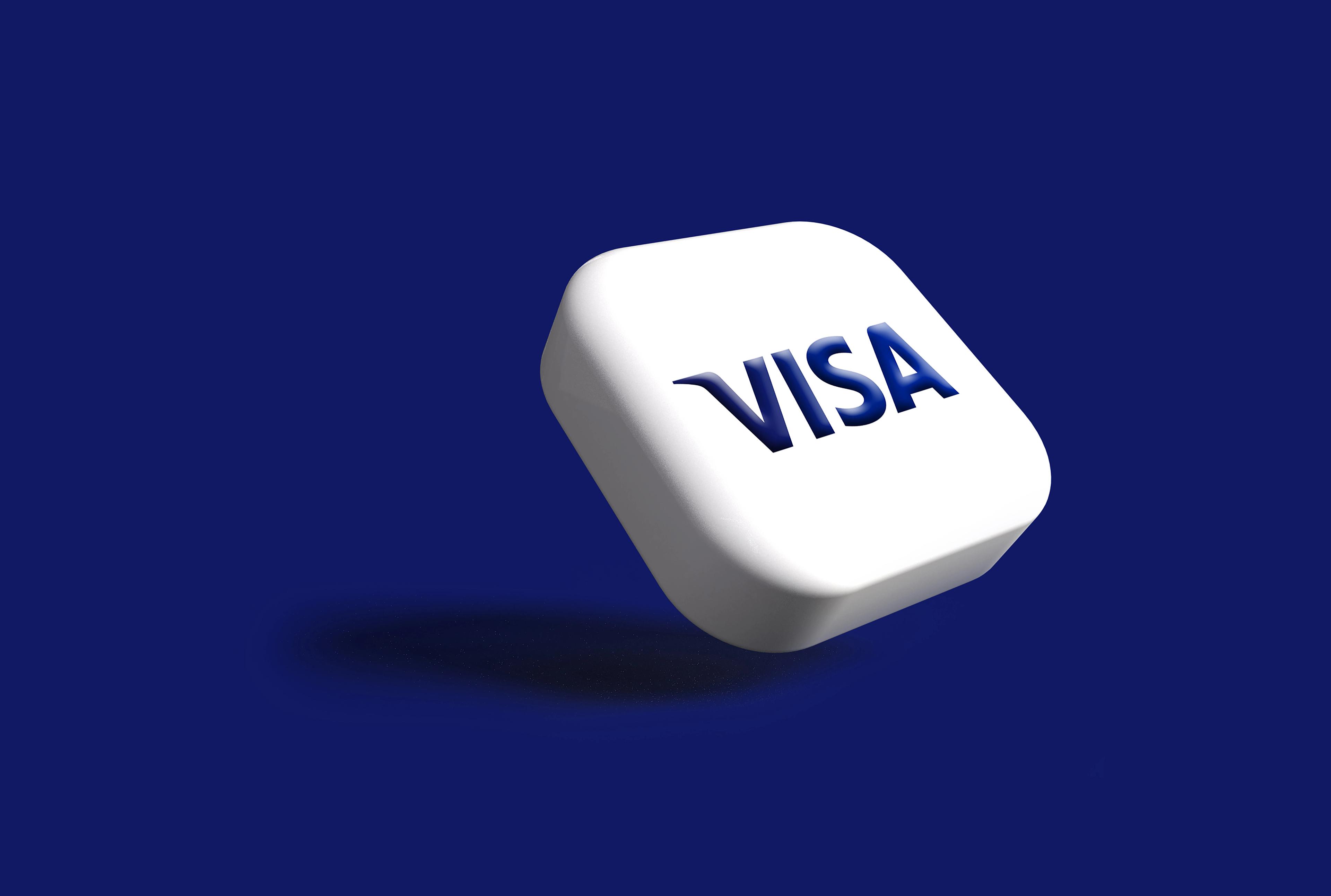 Visa logo on blue background
