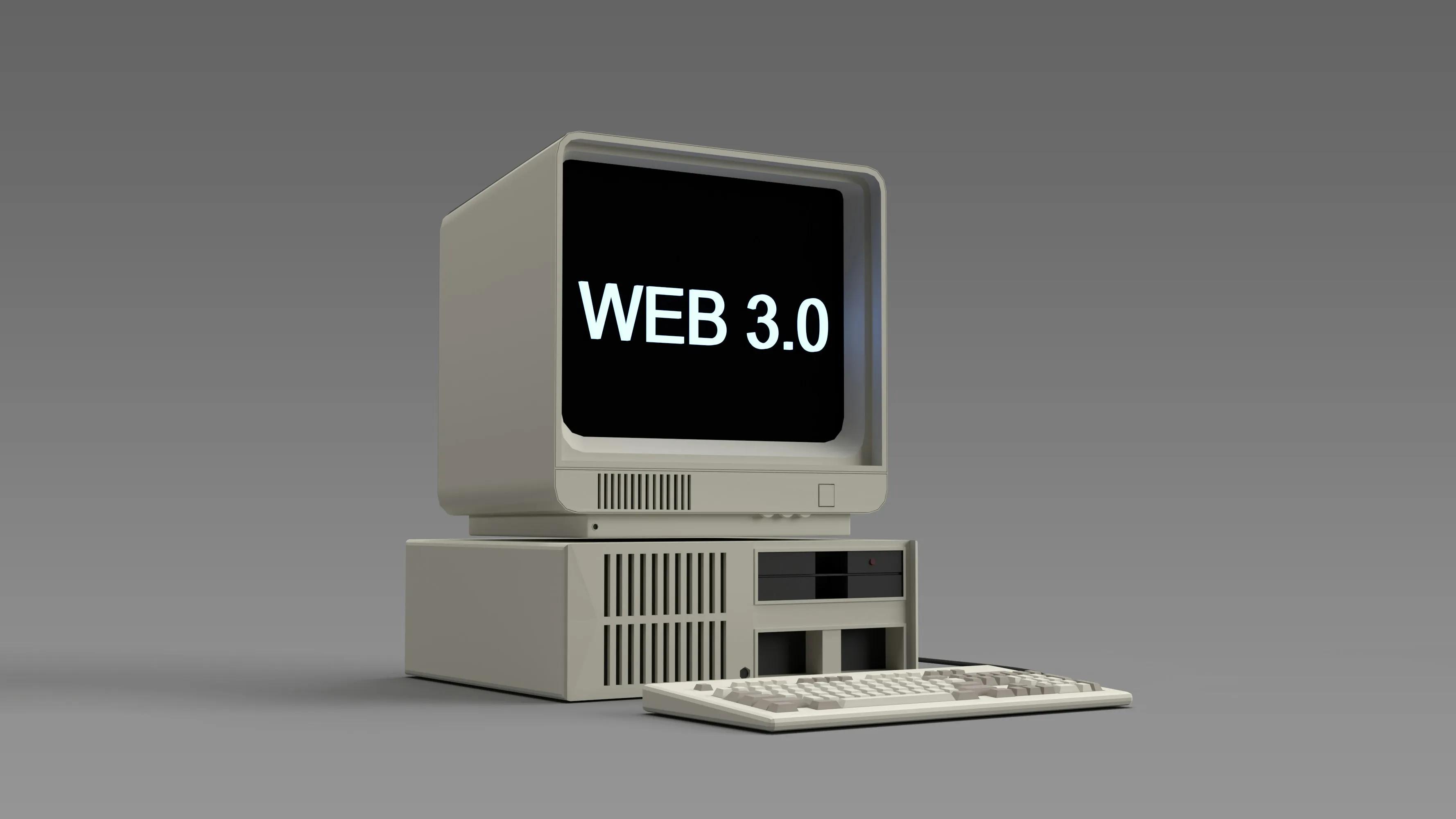 Old fashioned computer showing web3 on the screen